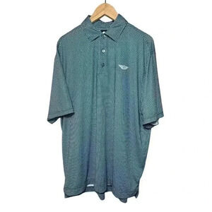 FootJoy FJ Mens Polo Shirt Size Large White Blue Geometric Athletic Fit Golf
